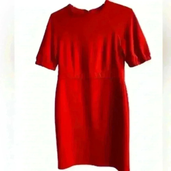 NWOT Maggy London red crepe puff sleeve dress - Picture 5 of 8